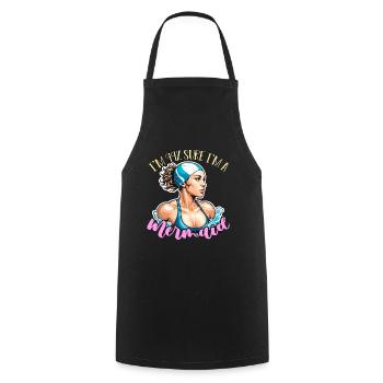 Nageur Je suis sûr à 99% d’être une sirène Aime nager - Tablier de cuisine - noir - Devant - AI Model Male 185 dark (185cm)