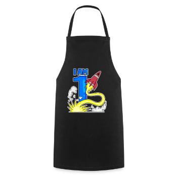 1 Year Birthday Boy Gift - Cooking Apron - black - Front - AI Model Male 185 dark (185cm)