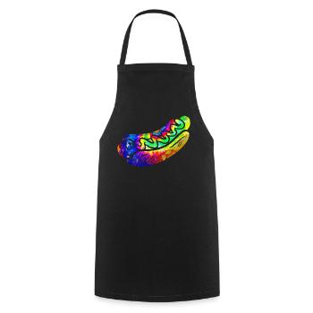 Hot Dog Adulte Tie Dye Années 90 Rétro - Tablier de cuisine - noir - Devant - AI Model Male 185 dark (185cm)
