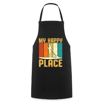 My Happy Place Girl Paddle Board Retro Vintage - Cooking Apron - black - Front - AI Model Male 185 dark (185cm)