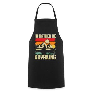 Kayaking Sunset Mountain Scene - Cooking Apron - black - Front - AI Model Male 185 dark (185cm)