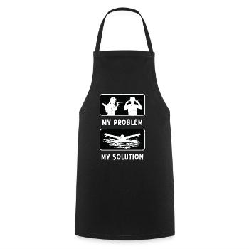 Nageur Mon problème Ma solution Pictogramme Papa Maman - Tablier de cuisine - noir - Devant - AI Model Male 185 dark (185cm)