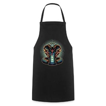 motif serpent Cobra dynamique et coloré - Tablier de cuisine - noir - Devant - AI Model Male 185 dark (185cm)
