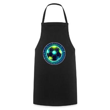 Neon Fußball Emblem mit Sternenring - Kochschürze - Schwarz - Vorne - AI Model Male 185 dark (185cm)