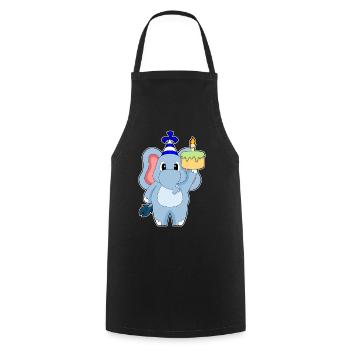 Gâteau d’anniversaire d’éléphant - Tablier de cuisine - noir - Devant - AI Model Male 185 dark (185cm)