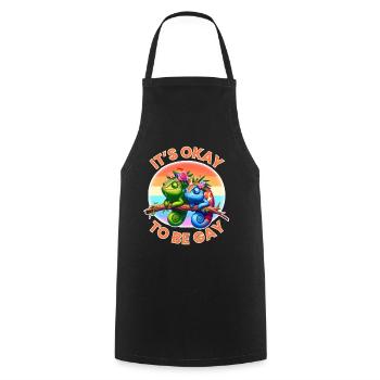 T-shirt de la fierté LGBTQ+ avec caméléons colorés - Tablier de cuisine - noir - Devant - AI Model Male 185 dark (185cm)