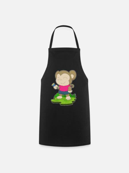 Affe Taschenlampe - Kochschürze - Schwarz