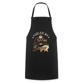 Fueled by Coffee and Bisons Buffalo Bovinae Lover - Cooking Apron - black - Front - AI Model Male 185 dark (185cm)