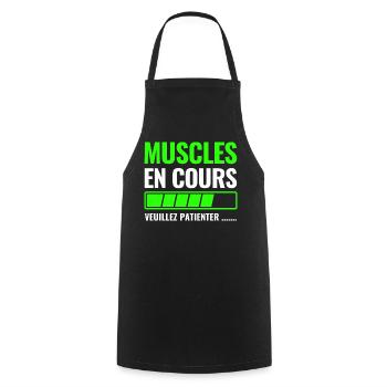 Muscles in progress please wait - Cooking Apron - black - Front - AI Model Male 185 dark (185cm)