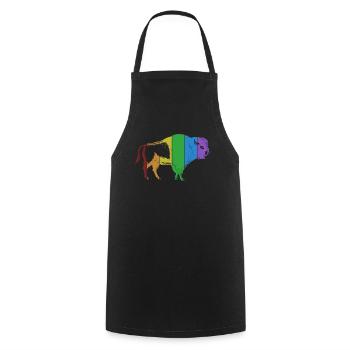 Bison LGBT Regenbogen Büffel Bovinae Amerikanischer Bison - Kochschürze - Schwarz - Vorne - AI Model Male 185 dark (185cm)
