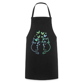 Chats, Chats, Papillons, Printemps - Tablier de cuisine - noir - Devant - AI Model Male 185 dark (185cm)