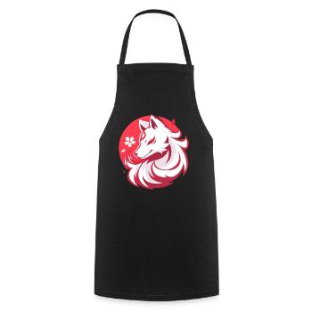 Asian Style White Fox - Cooking Apron - black - Front - AI Model Male 185 dark (185cm)