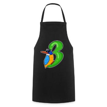 3ème anniversaire motif martin-pêcheur - trois ans - Tablier de cuisine - noir - Devant - AI Model Male 185 dark (185cm)