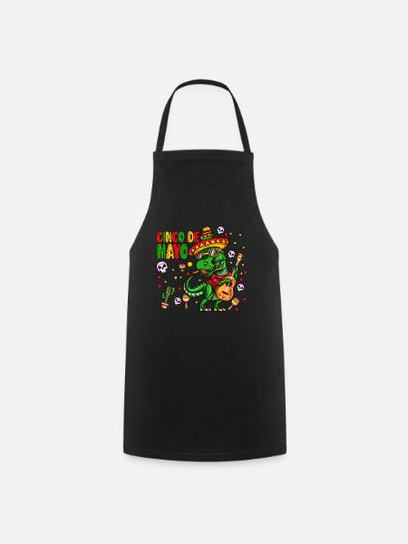 Gitarre Dinosaurier Mexikaner Outfit Cinco de Mayo - Kochschürze - Schwarz