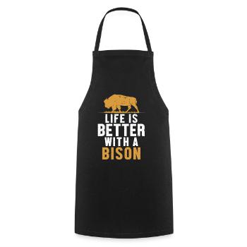 Life is Better with a Bison Buffalo Bovinae Lover - Cooking Apron - black - Front - AI Model Male 185 dark (185cm)
