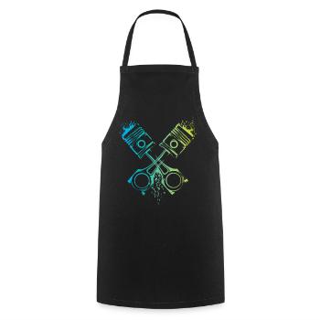 V8 Piston Voiture Flammes Muscle Car Couleurs Logo - Tablier de cuisine - noir - Devant - AI Model Male 185 dark (185cm)