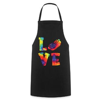 Hot Dog Adulte Tie Dye des années 80 des années 90 - Tablier de cuisine - noir - Devant - AI Model Male 185 dark (185cm)