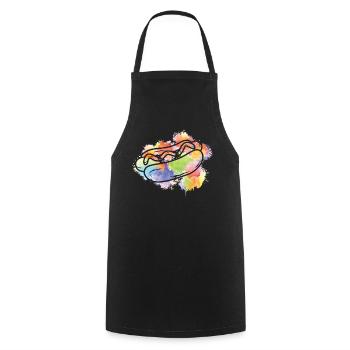 Hot-dog Adulte Aquarelle - Tablier de cuisine - noir - Devant - AI Model Male 185 dark (185cm)