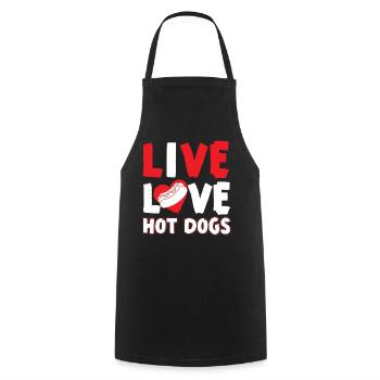 Hot Dog Adult Live Love Hot Dogs - Cooking Apron - black - Front - AI Model Male 185 dark (185cm)