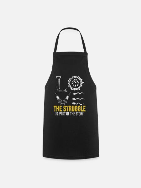 Infertility IVF Egg Retrieval Orange Ribbon - Cooking Apron - black