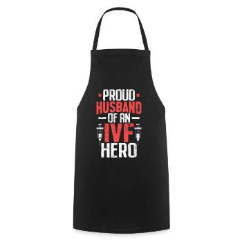 IVF Husband Vitro Fertilization IVF 1 in 8 Orange - Cooking Apron - black - Front - AI Model Male 185 dark (185cm)