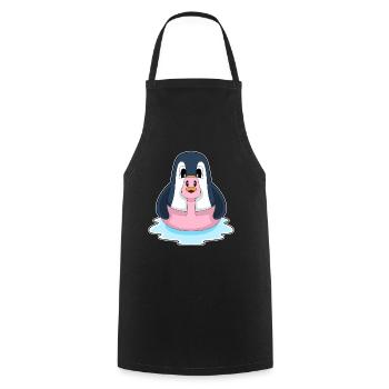 Flamant rose pingouin - Tablier de cuisine - noir - Devant - AI Model Male 185 dark (185cm)