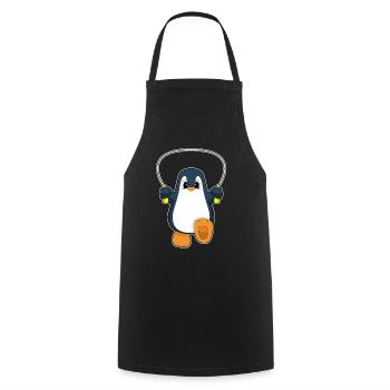 Pinguin Seilspringen Springseil Fitness - Kochschürze - Schwarz - Vorne - AI Model Male 185 dark (185cm)