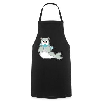 Seal Fish - Cooking Apron - black - Front - AI Model Male 185 dark (185cm)