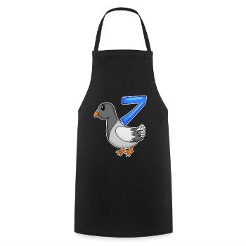 7th Birthday Motif Dove - Seven Years Old - Cooking Apron - black - Front - AI Model Male 185 dark (185cm)