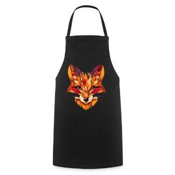Tête de renard conçue à partir de différentes feuilles - Tablier de cuisine - noir - Devant - AI Model Male 185 dark (185cm)