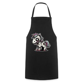 Licorne Zombie Monstre Halloween - Tablier de cuisine - noir - Devant - AI Model Male 185 dark (185cm)