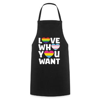Love Who You Want Gay Pride Month - Cooking Apron - black - Front - AI Model Male 185 dark (185cm)