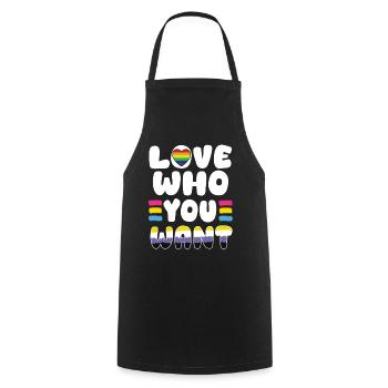 Love Who You Want – Gay Pride Month - Cooking Apron - black - Front - AI Model Male 185 dark (185cm)