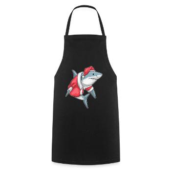Shark Christmas Christmas Hat - Cooking Apron - black - Front - AI Model Male 185 dark (185cm)