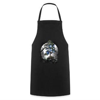 Wald mystisch Schmetterlinge Frühling Waldtiere - Kochschürze - Schwarz - Vorne - AI Model Male 185 dark (185cm)