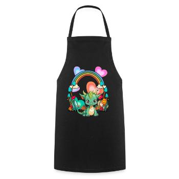 Rainbow Dragon Dragon Mythical Creature Child - Cooking Apron - black - Front - AI Model Male 185 dark (185cm)