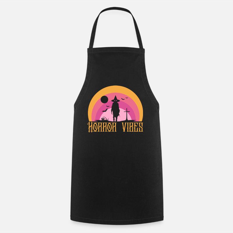 Horror Vibes Witch Silhouette Sunset - Cooking Apron - black