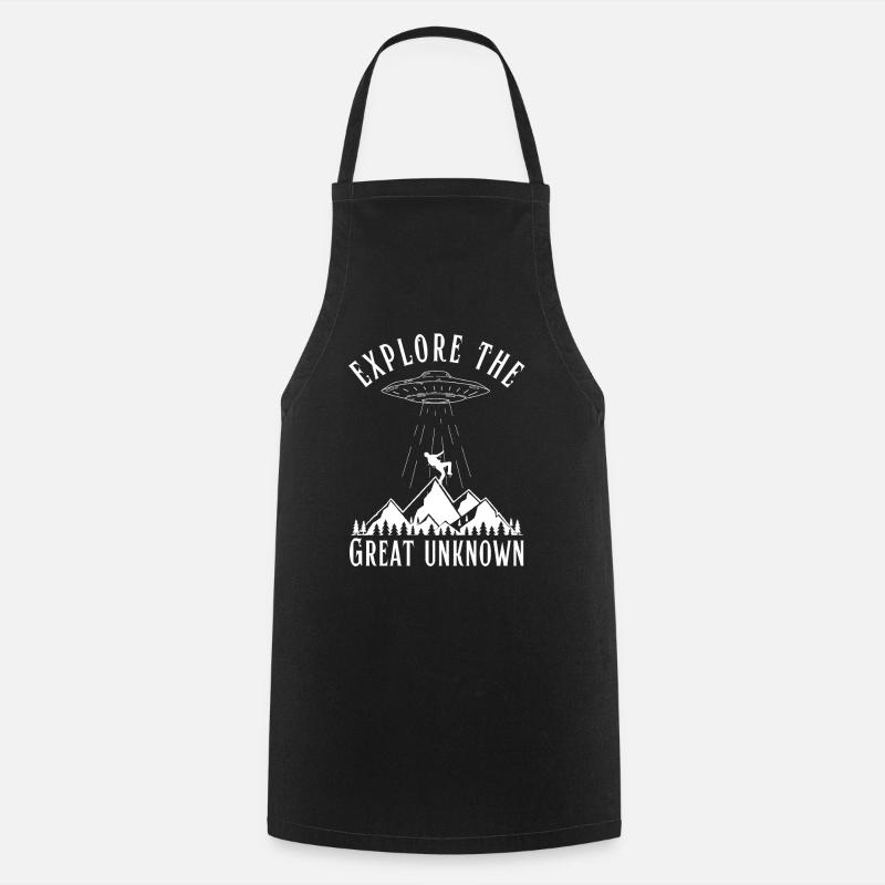 Explore the Great Unknown UFO Aliens - Cooking Apron - black