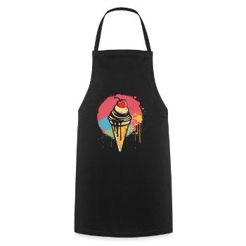 Eiswaffel Graffiti - Kochschürze - Schwarz - Vorne - AI Model Male 185 dark (185cm)