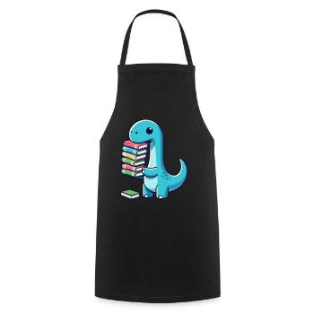 Reading Books Dinosaur Book Book Lover - Cooking Apron - black - Front - AI Model Male 185 dark (185cm)