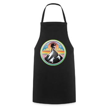 Mountains with a mountaineer on the summit - Cooking Apron - black - Front - AI Model Male 185 dark (185cm)