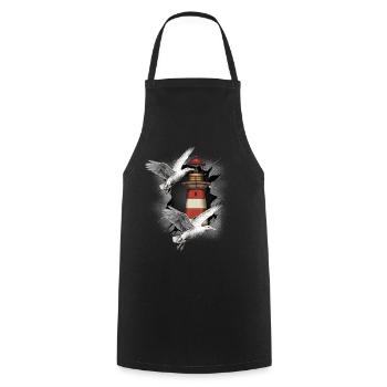 Lighthouses Lighthouse Seagull Seagulls - Cooking Apron - black - Front - AI Model Male 185 dark (185cm)