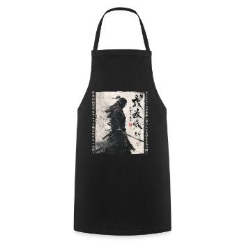 Samurai Fighter - Japanese Ukiyo-e Artwork - Cooking Apron - black - Front - AI Model Male 185 dark (185cm)