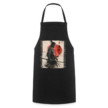 Samurai Fighter - Japanese Ukiyo-e Artwork - Cooking Apron - black - Front - AI Model Male 185 dark (185cm)