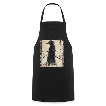 Samurai Fighter - Japanese Ukiyo-e Artwork - Cooking Apron - black - Front - AI Model Male 185 dark (185cm)