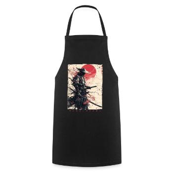 Samurai Fighter - Japanese Ukiyo-e Artwork - Cooking Apron - black - Front - AI Model Male 185 dark (185cm)