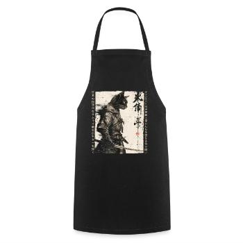 Samurai Cat Kawaii Japanese Ninja Cat - Cooking Apron - black - Front - AI Model Male 185 dark (185cm)