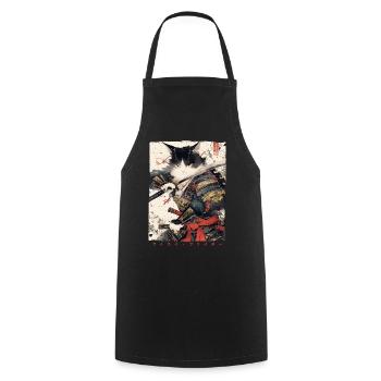 Chat samouraï Kawaii Chat ninja japonais - Tablier de cuisine - noir - Devant - AI Model Male 185 dark (185cm)