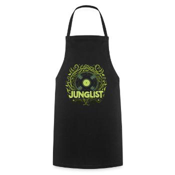 Junglist vinyl record - Cooking Apron - black - Front - AI Model Male 185 dark (185cm)