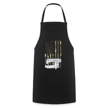 Machine à coudre de camouflage de drapeau américain - Tablier de cuisine - noir - Devant - AI Model Male 185 dark (185cm)